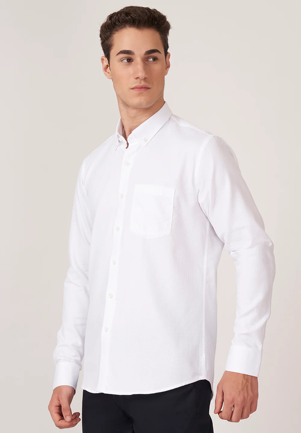 Men White Slim Fit Formal Shirt - Image 2