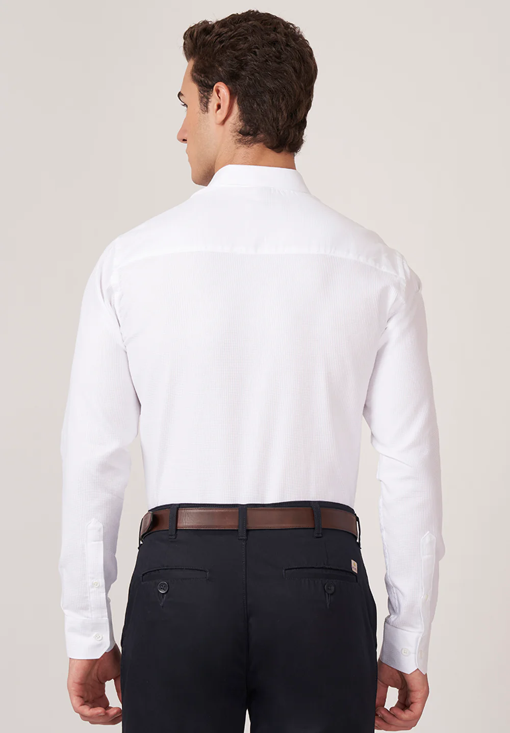 Men White Slim Fit Formal Shirt - Image 3