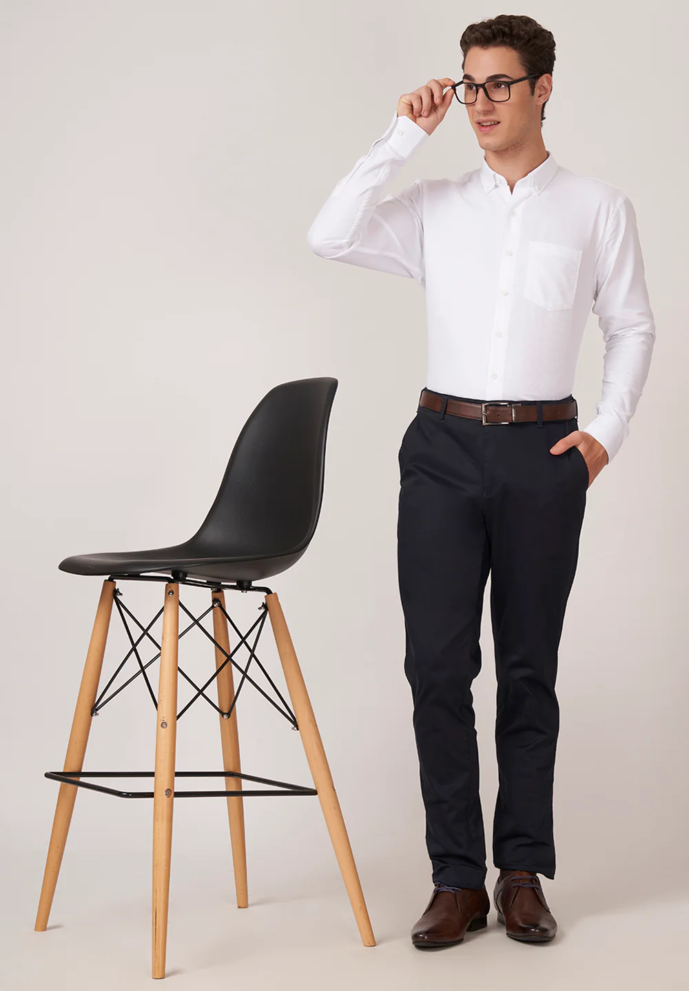 Men White Slim Fit Formal Shirt - Image 5