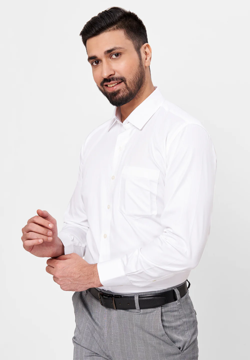 Men White Regular Fit Formal Shirt - Image 5