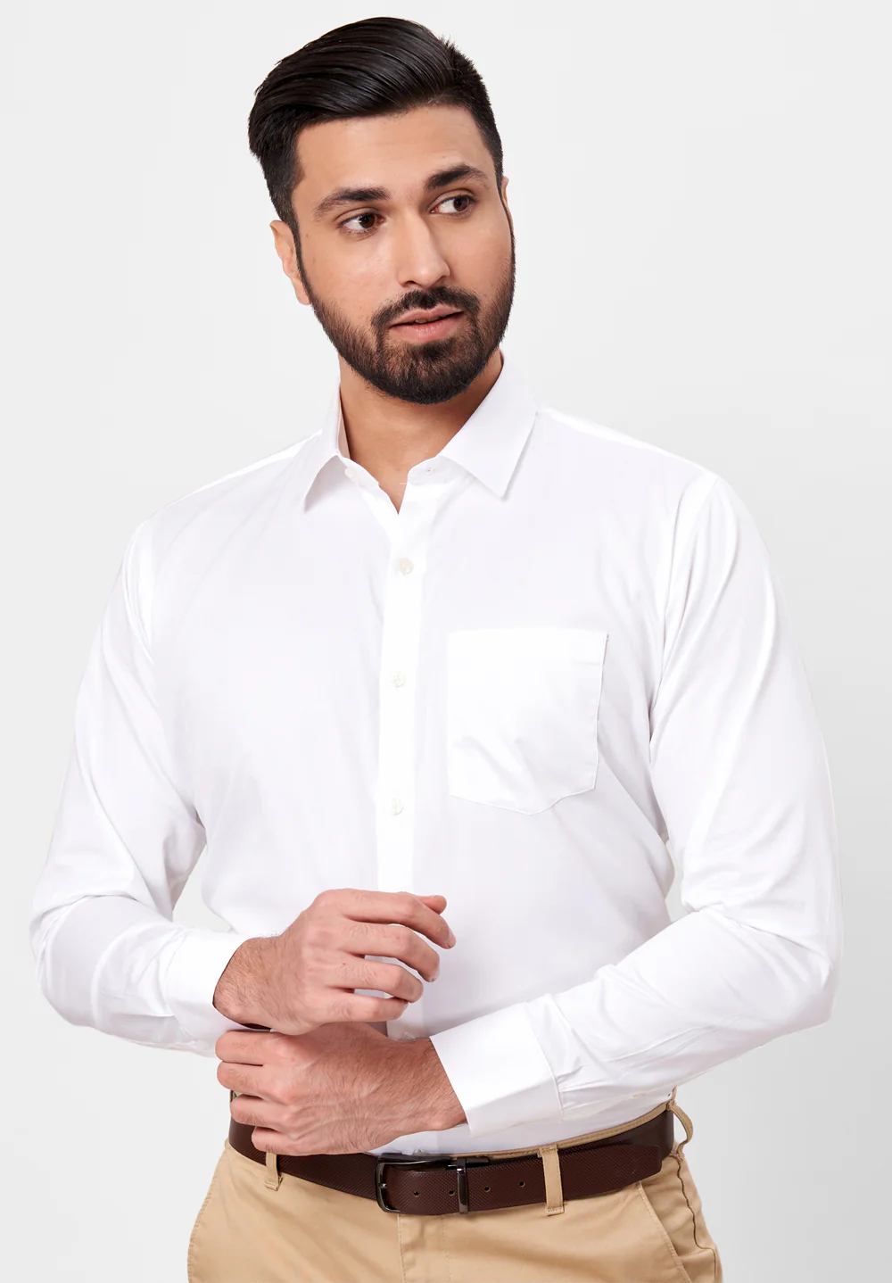 Men White Slim Fit Formal Shirt