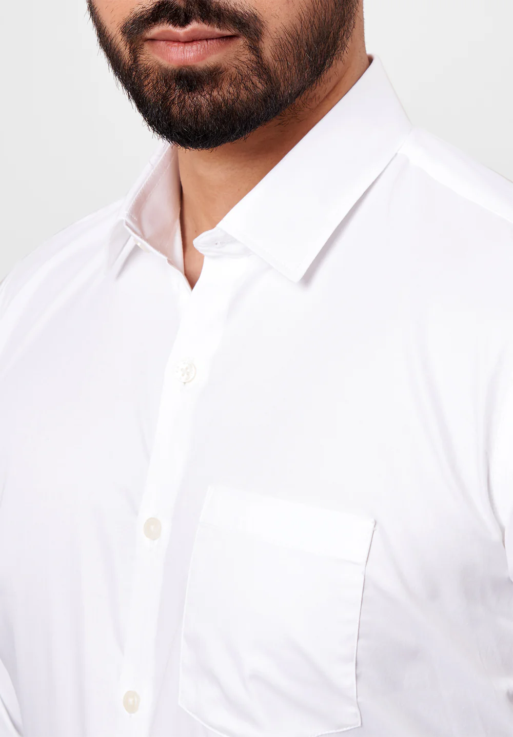 Men White Slim Fit Formal Shirt - Image 3