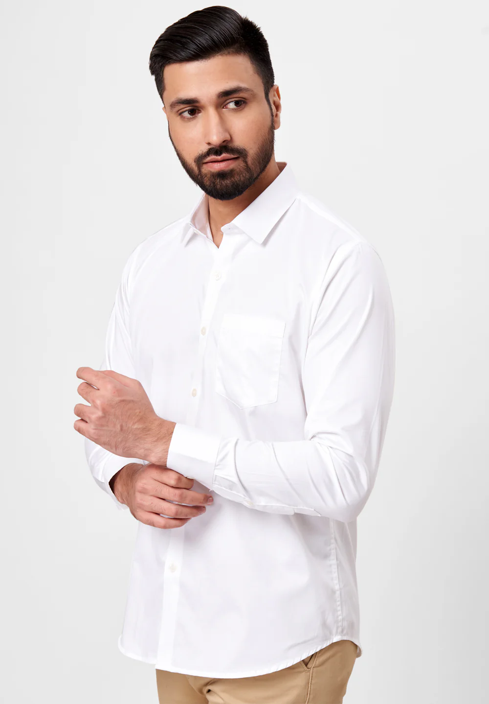 Men White Slim Fit Formal Shirt - Image 5
