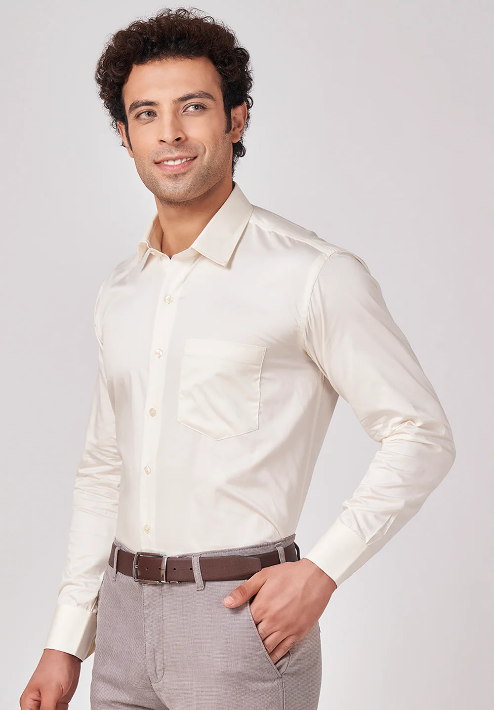 Men White Regular Fit Formal Shirt - Image 3