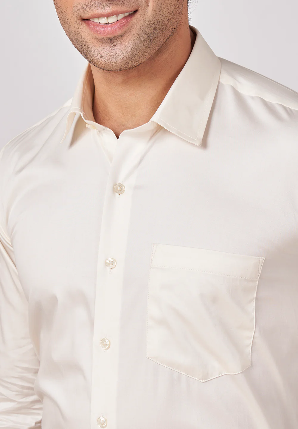 Men White Regular Fit Formal Shirt - Image 4