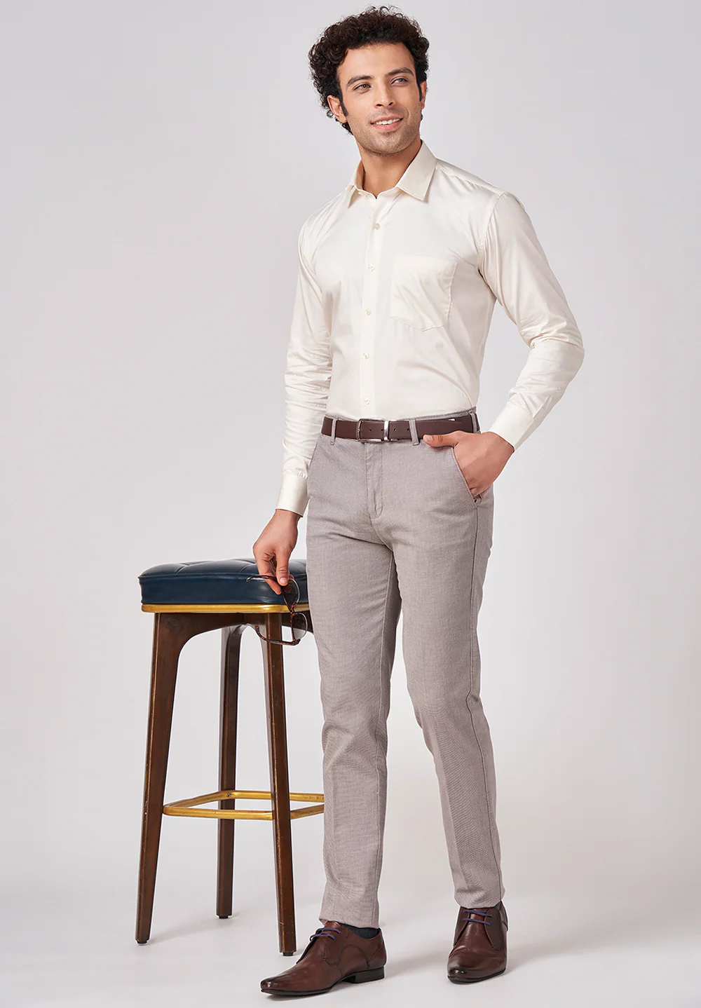Men White Regular Fit Formal Shirt - Image 5