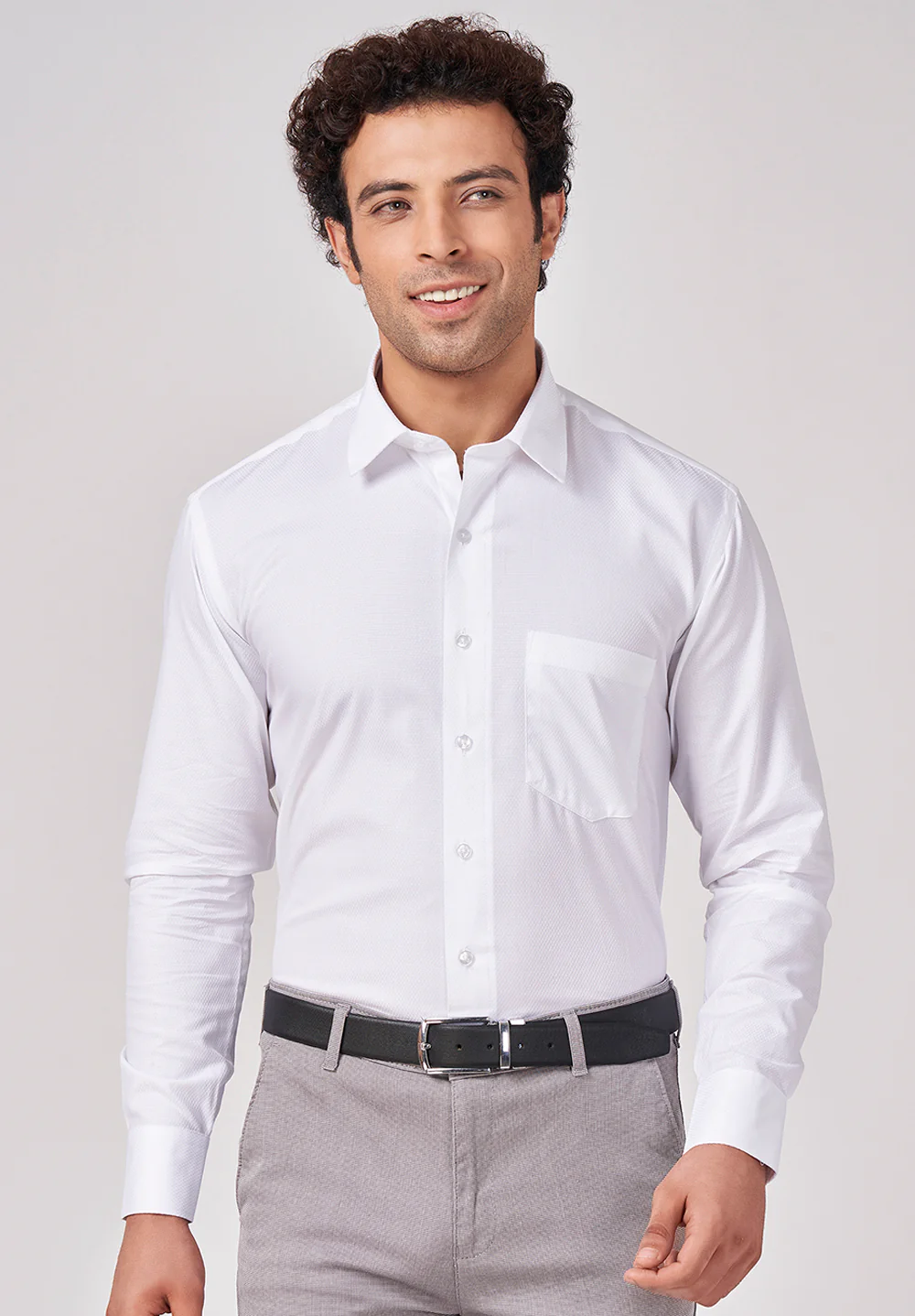 Men White Regular Fit Formal Shirt