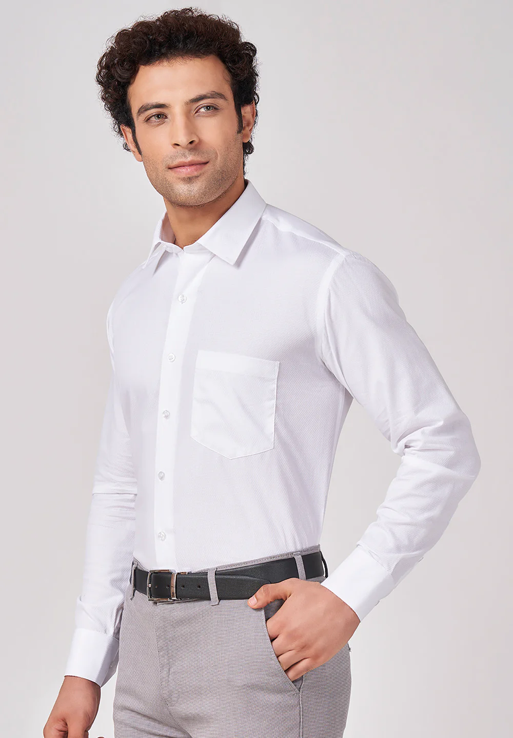 Men White Regular Fit Formal Shirt - Image 4