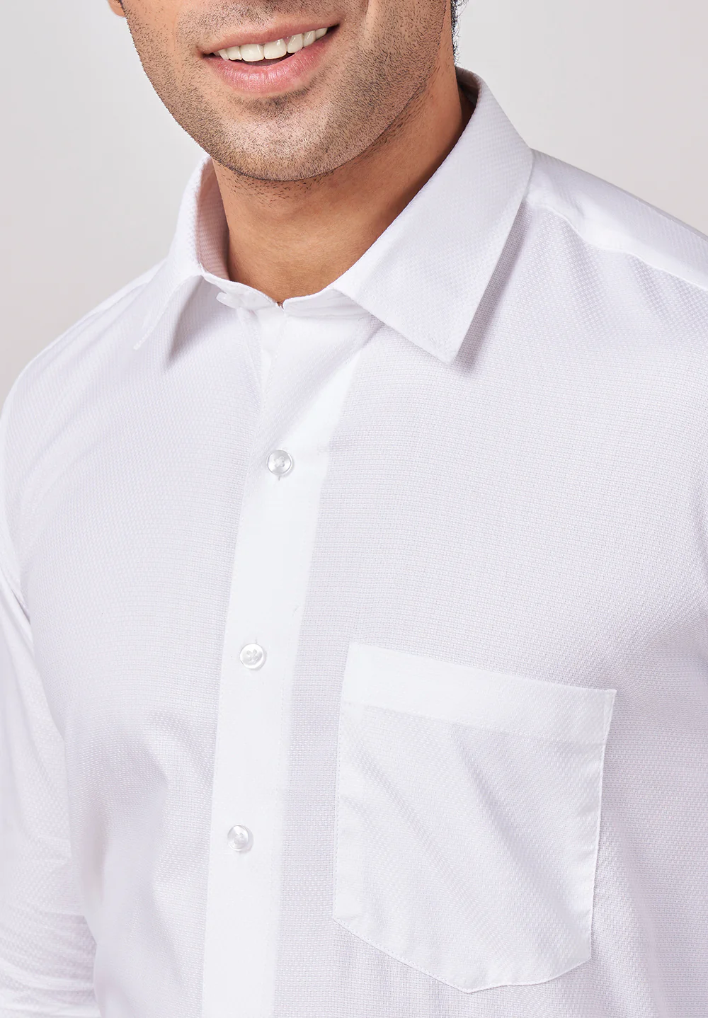Men White Regular Fit Formal Shirt - Image 5