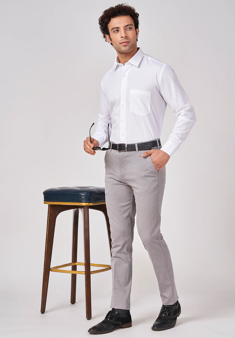 Men White Regular Fit Formal Shirt - Image 6