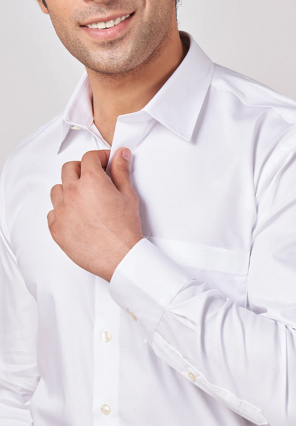 Men White Regular Fit Formal Shirt - Image 4