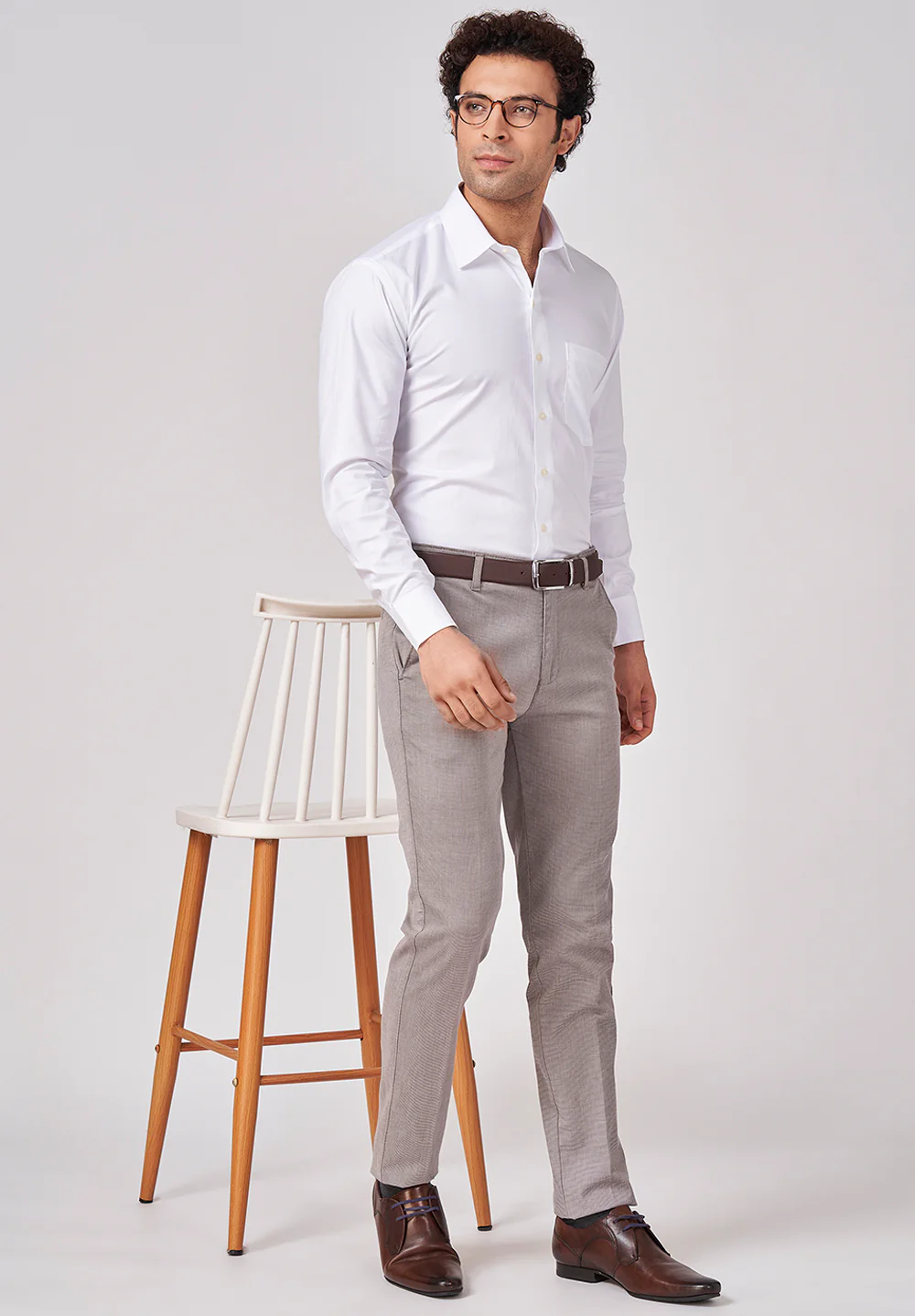 Men White Regular Fit Formal Shirt - Image 5