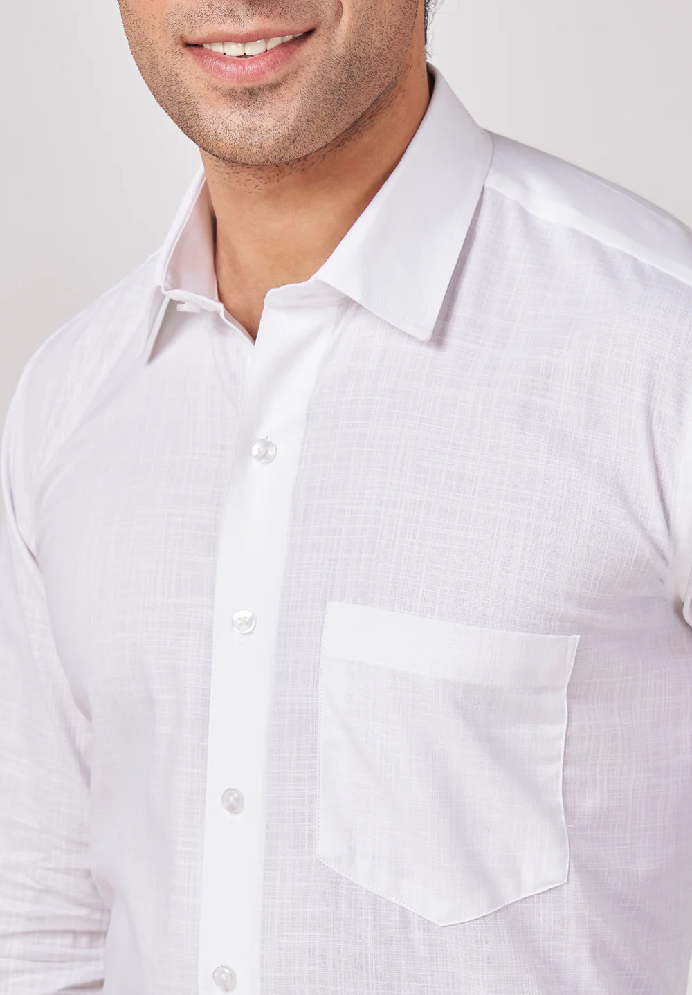 Men White Regular Fit Formal Shirt - Image 4