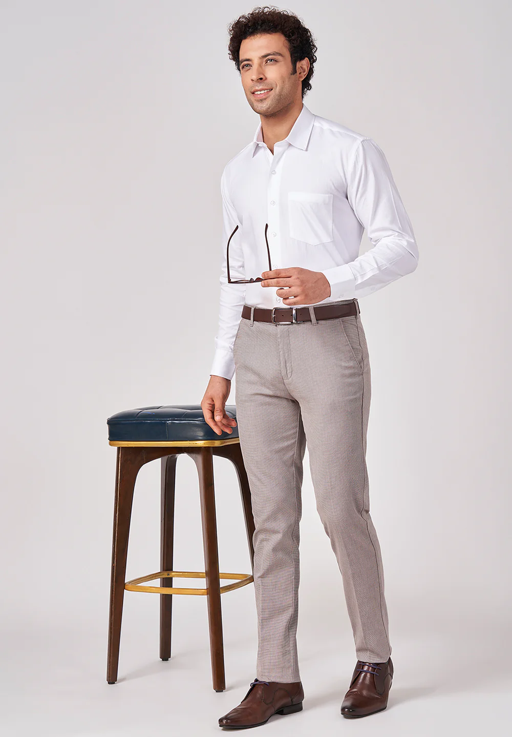 Men White Regular Fit Formal Shirt - Image 5