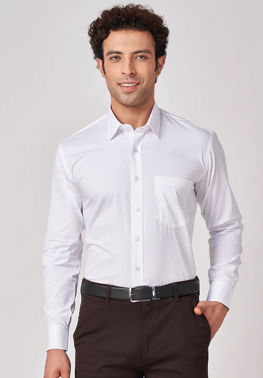 Men White Regular Fit Formal Shirt - Image 3