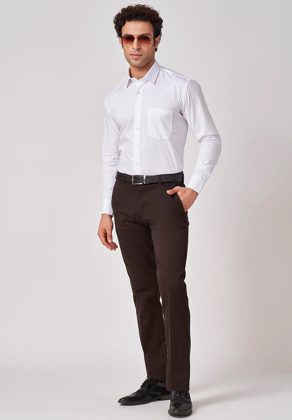 Men White Regular Fit Formal Shirt - Image 5