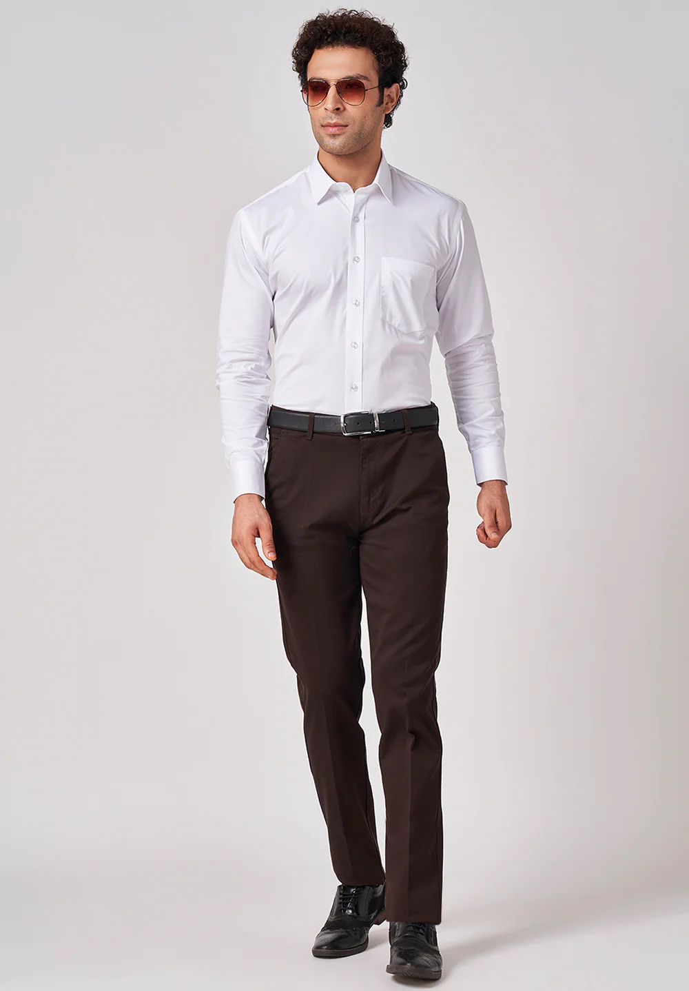 Men White Regular Fit Formal Shirt - Image 6