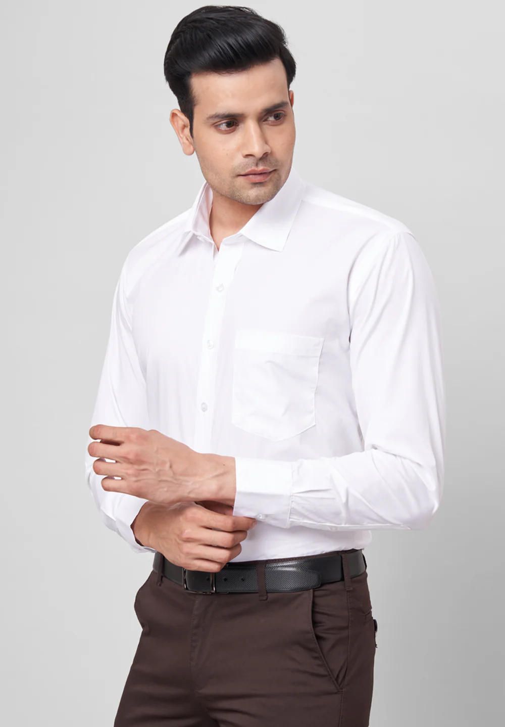 Men White Regular Fit Formal Shirt - Image 3