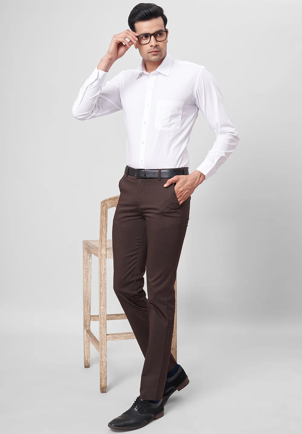 Men White Regular Fit Formal Shirt - Image 5