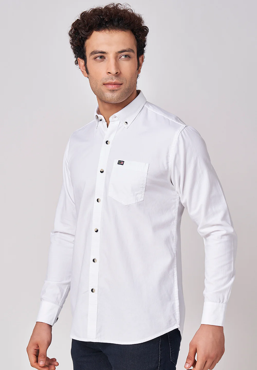Men White Slim Fit Formal Shirt - Image 3