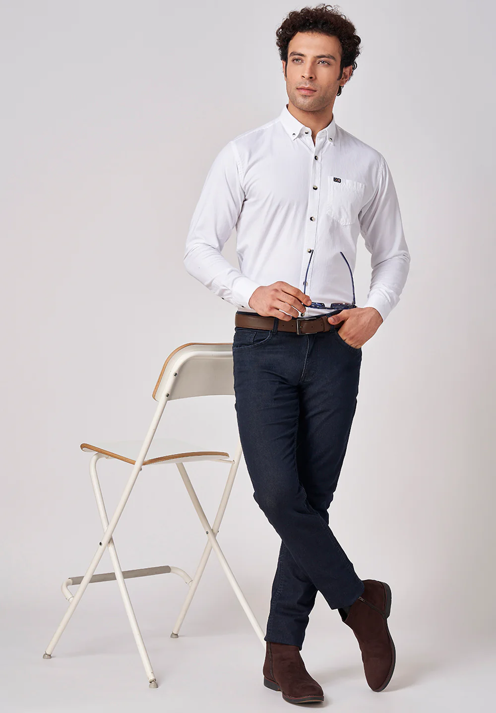 Men White Slim Fit Formal Shirt - Image 5