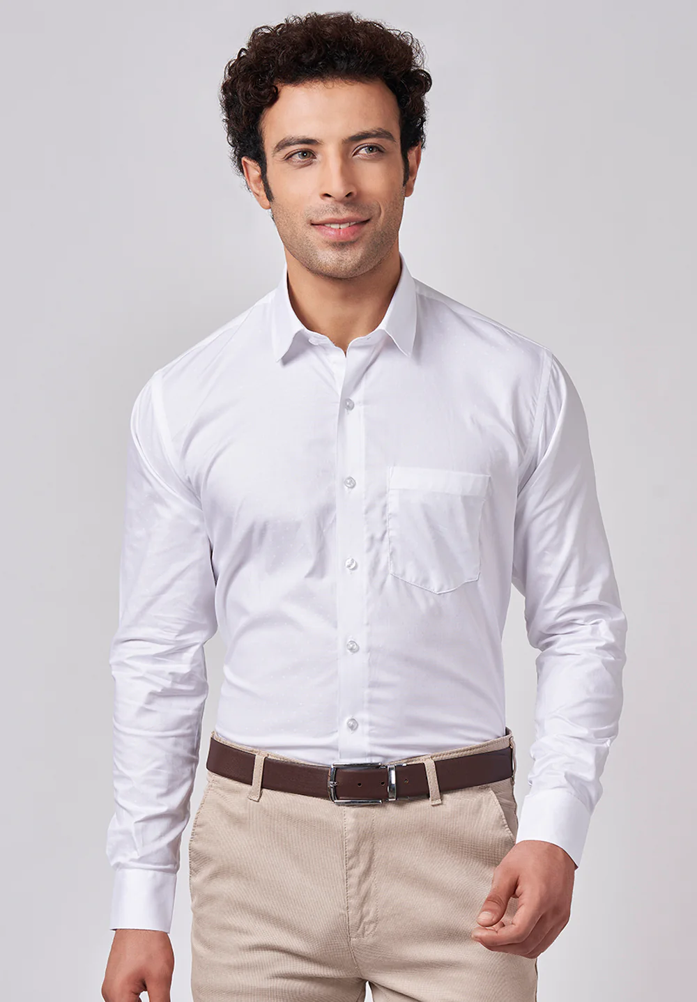 Men White Slim Fit Formal Shirt