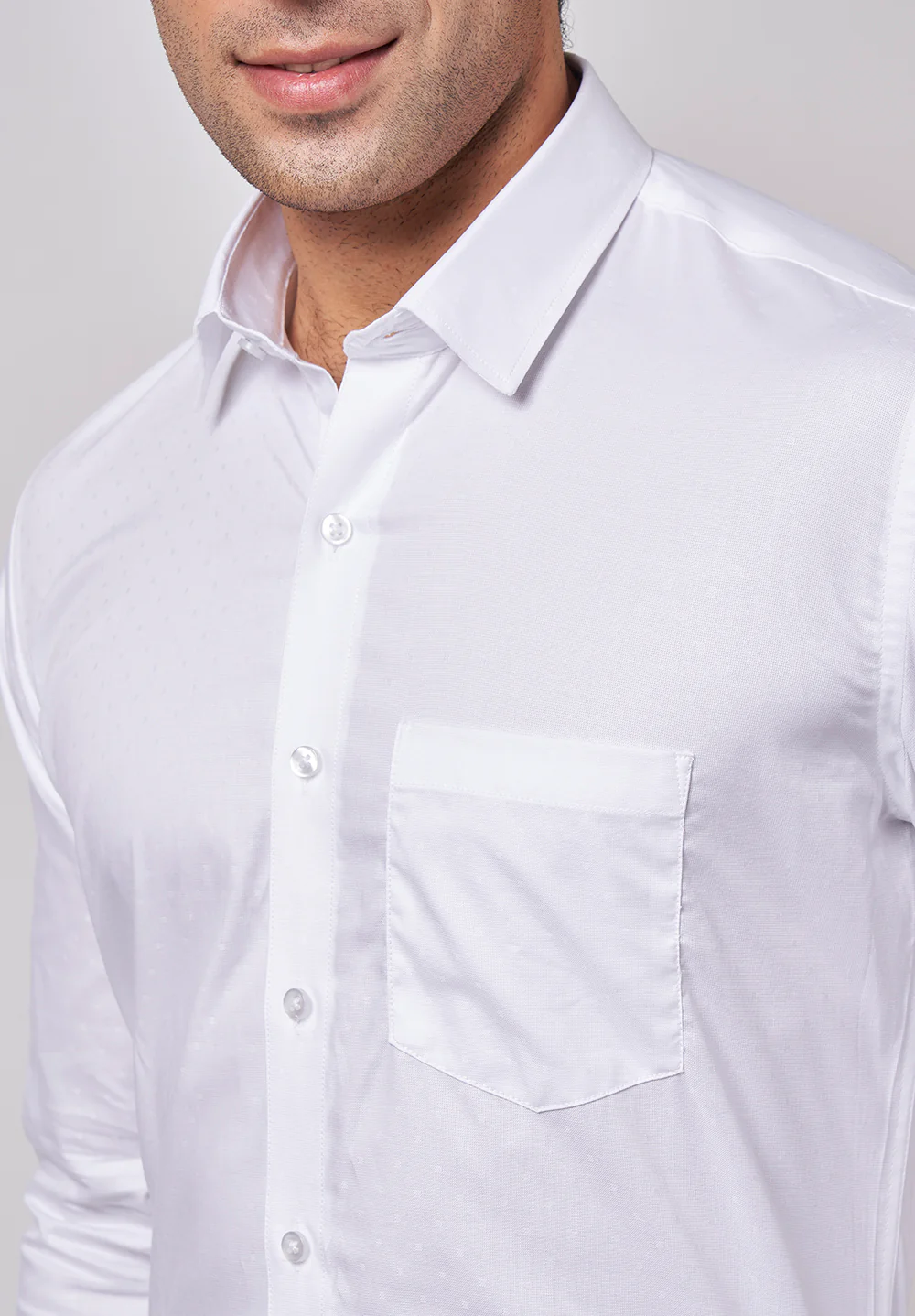 Men White Slim Fit Formal Shirt - Image 4