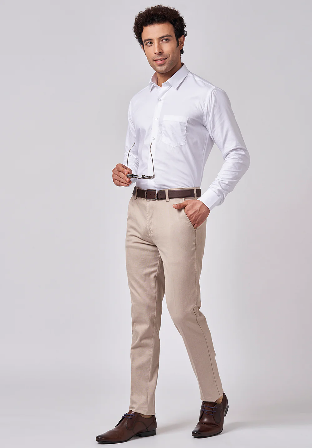 Men White Slim Fit Formal Shirt - Image 5