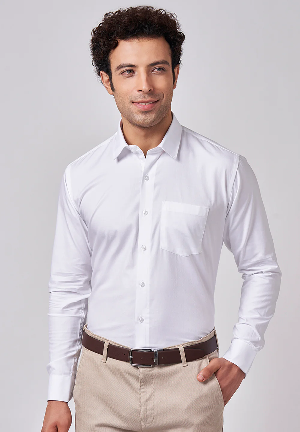 Men White Slim Fit Formal Shirt