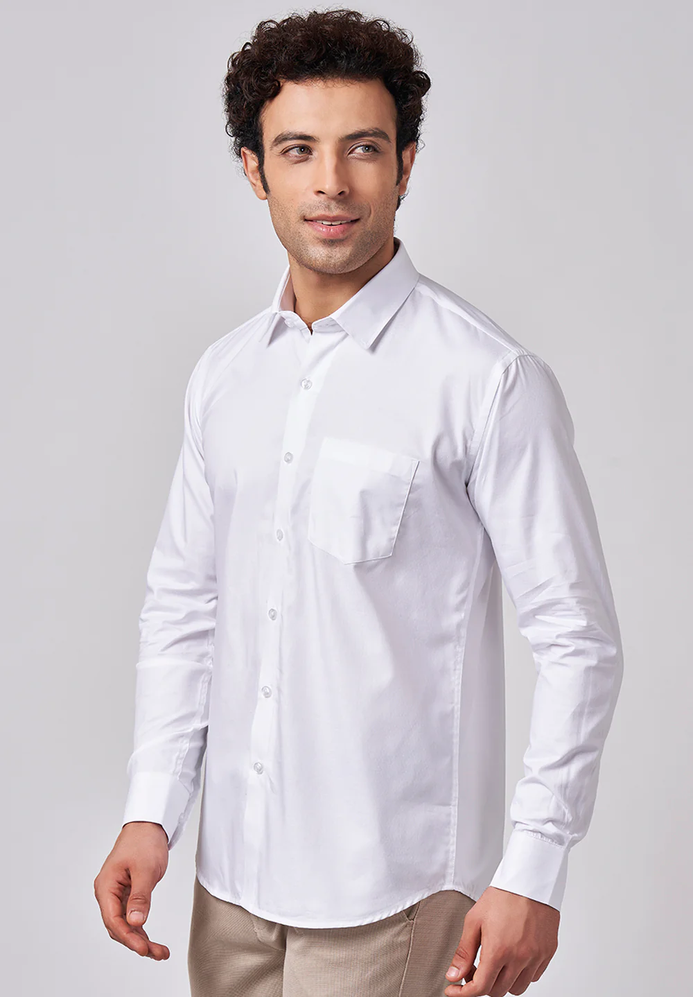 Men White Slim Fit Formal Shirt - Image 2