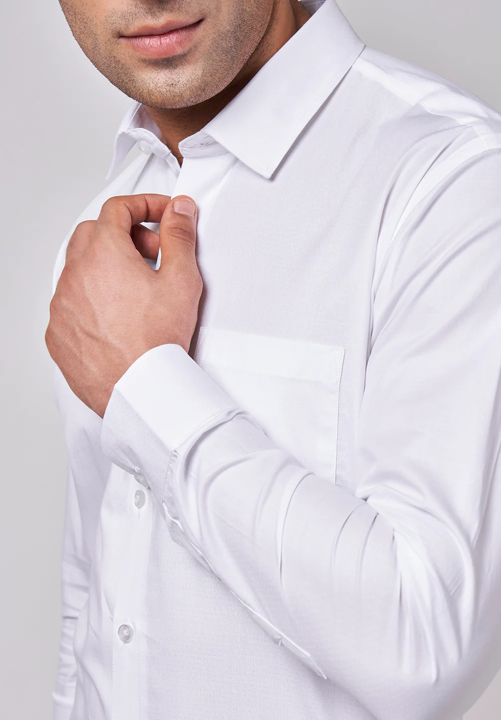 Men White Slim Fit Formal Shirt - Image 4