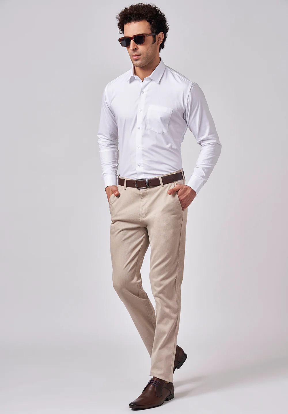 Men White Slim Fit Formal Shirt - Image 5