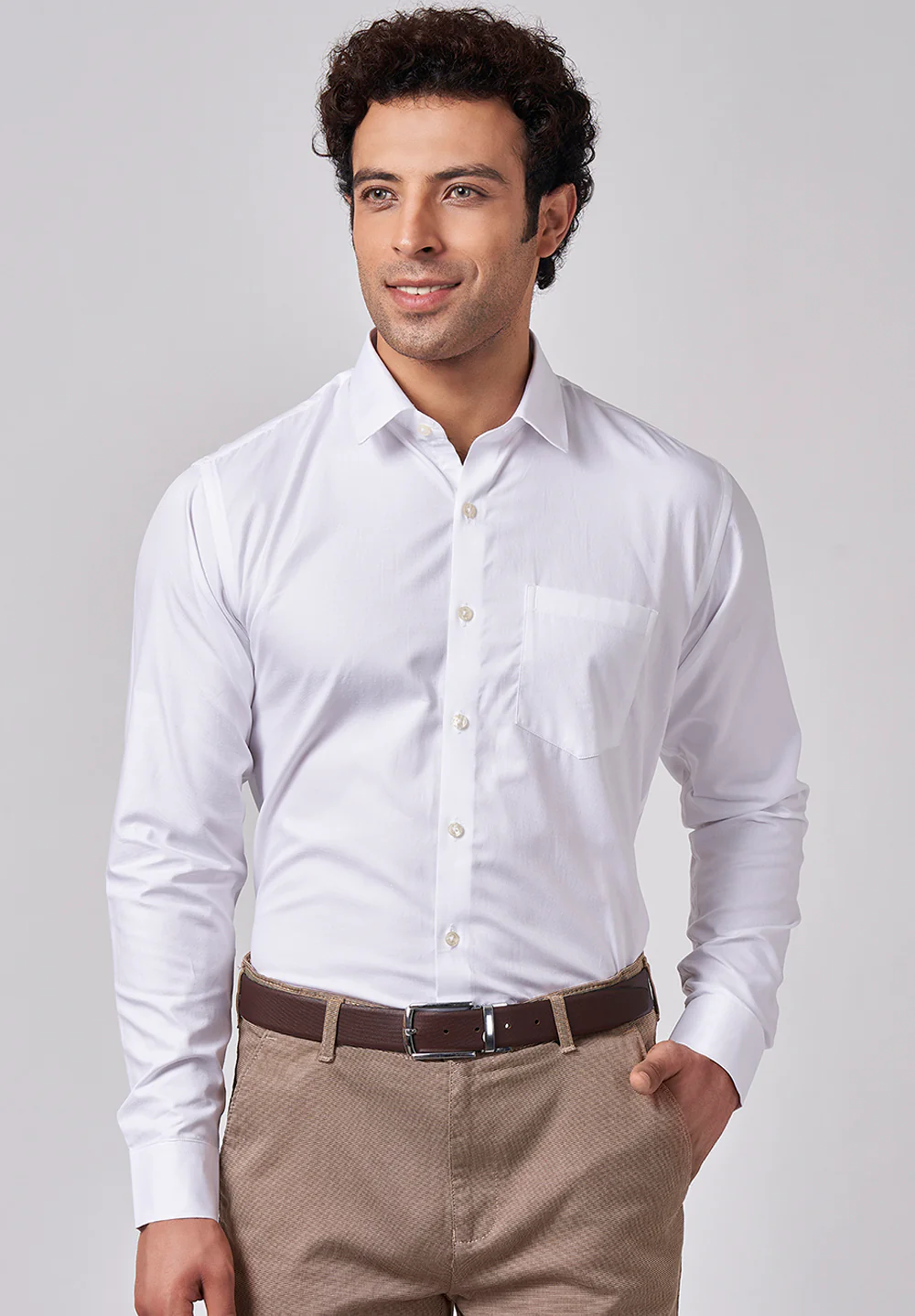 Men White Slim Fit Formal Shirt