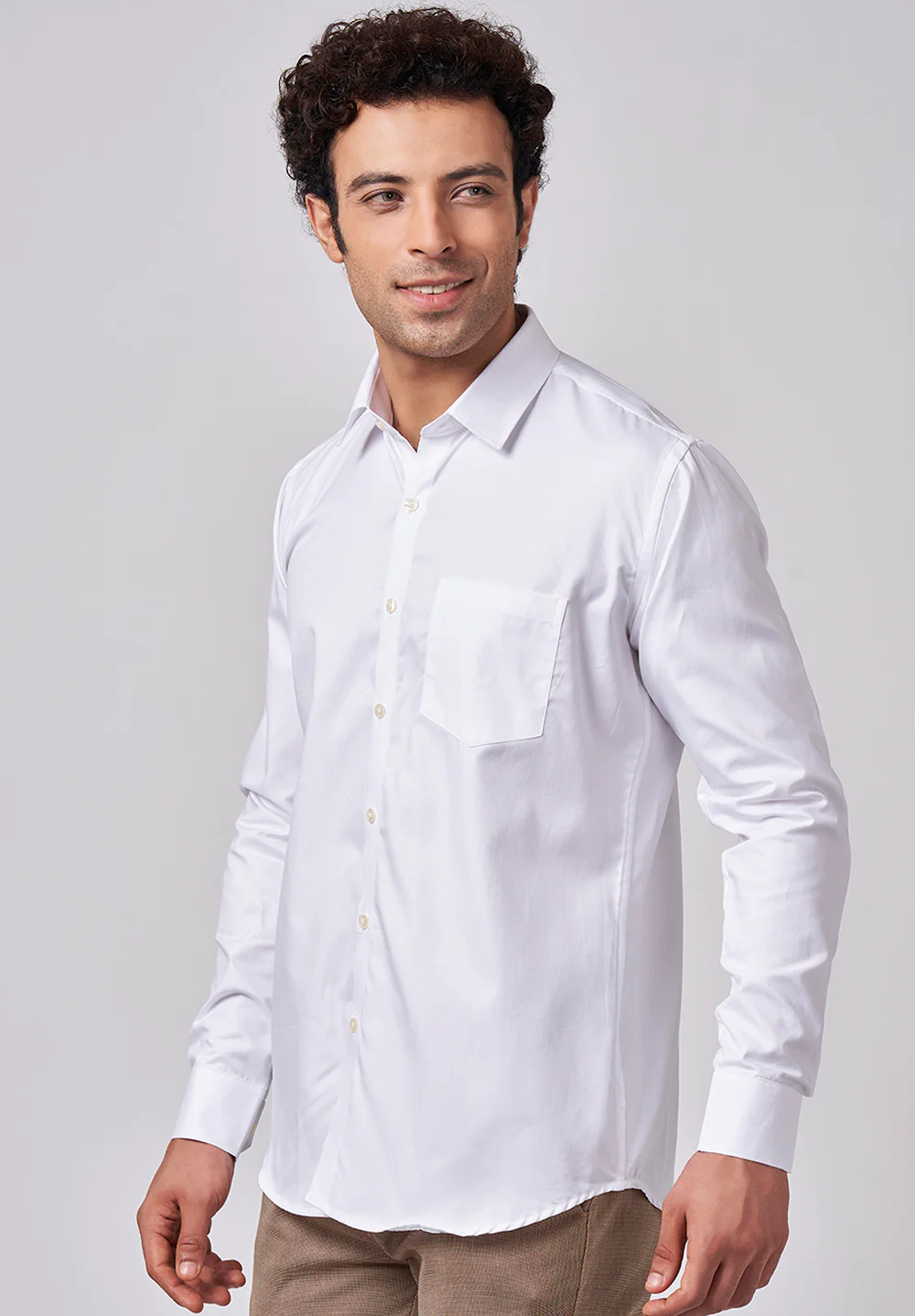 Men White Slim Fit Formal Shirt - Image 2