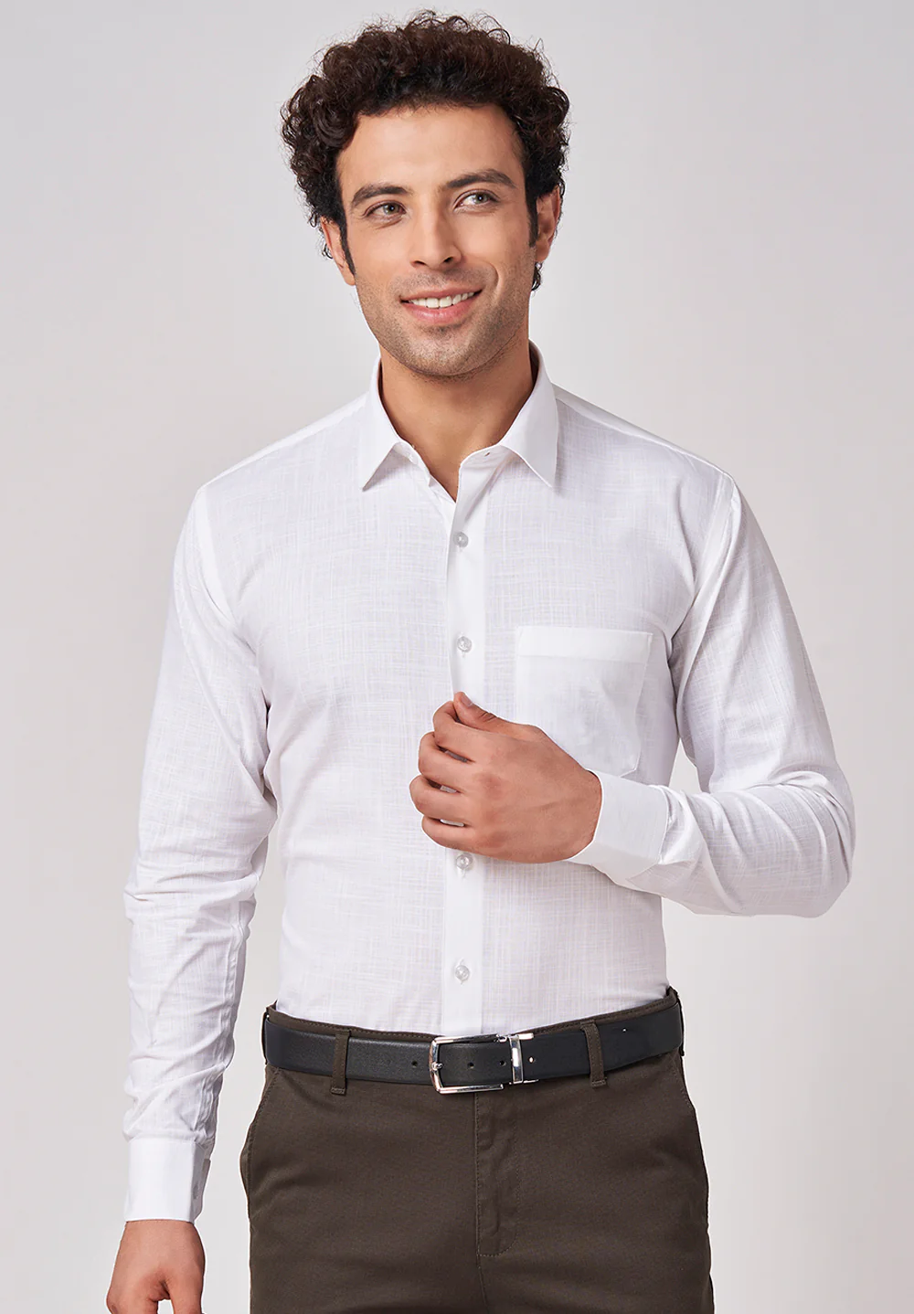 Men White Slim Fit Formal Shirt