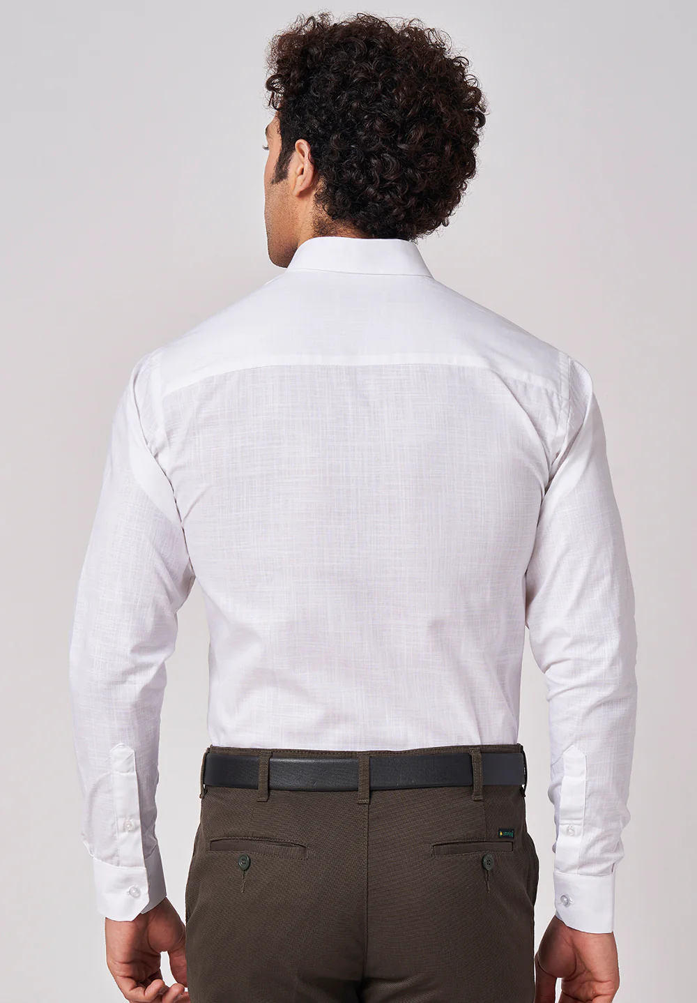 Men White Slim Fit Formal Shirt - Image 3