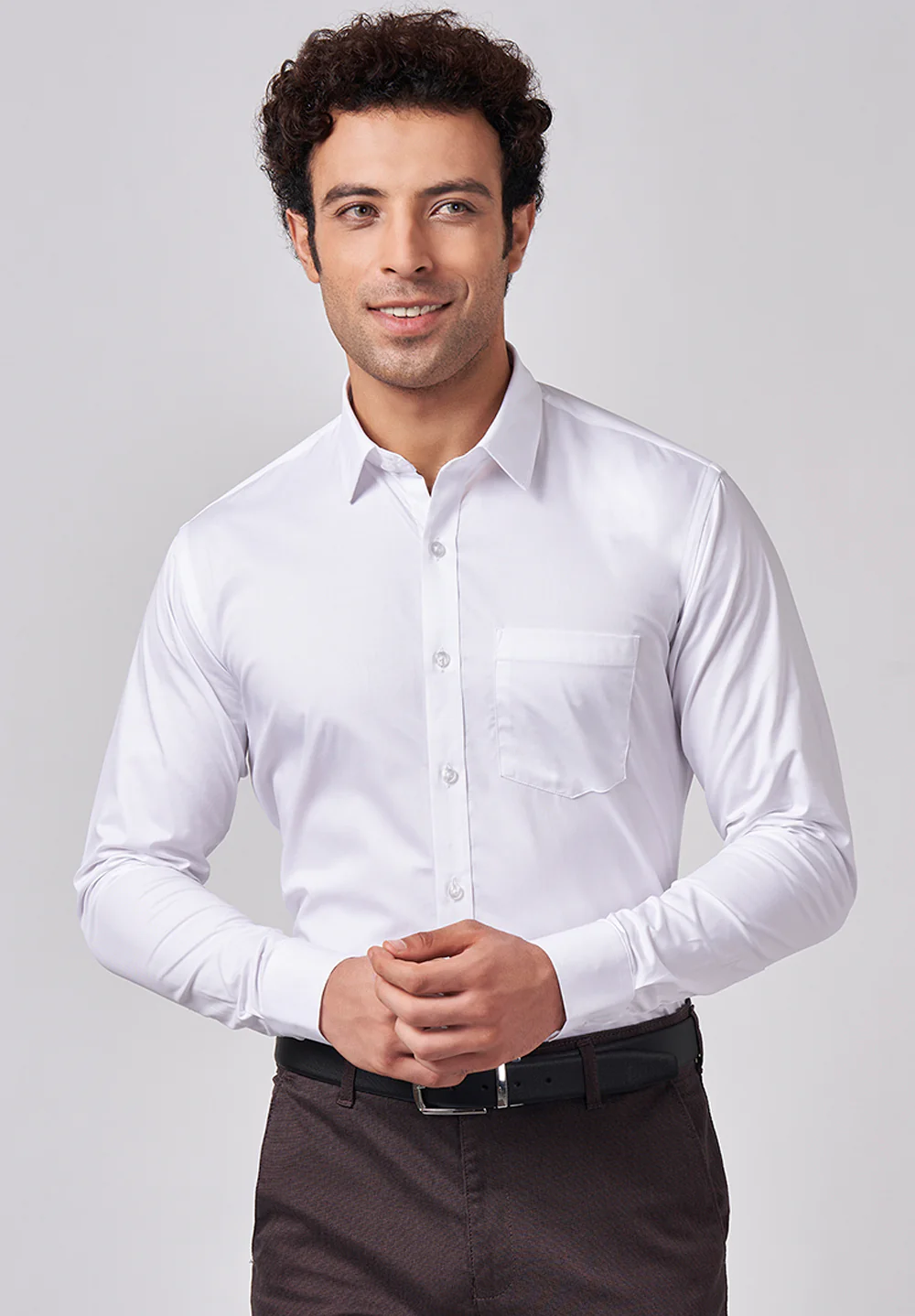 Men White Slim Fit Formal Shirt
