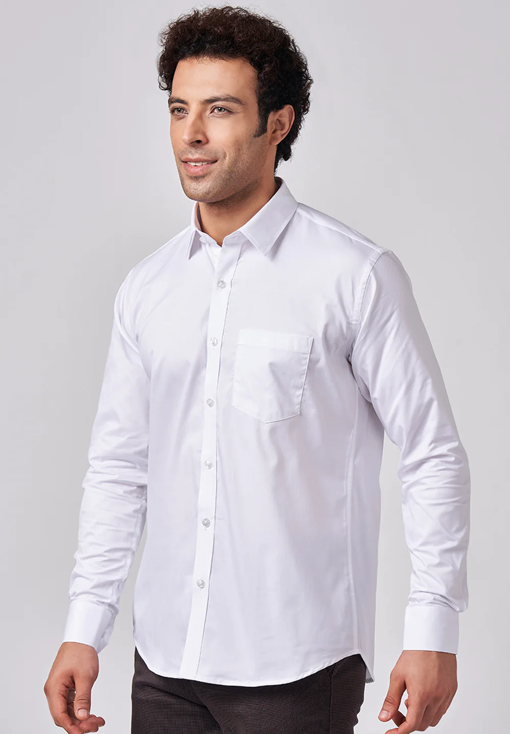 Men White Slim Fit Formal Shirt - Image 2
