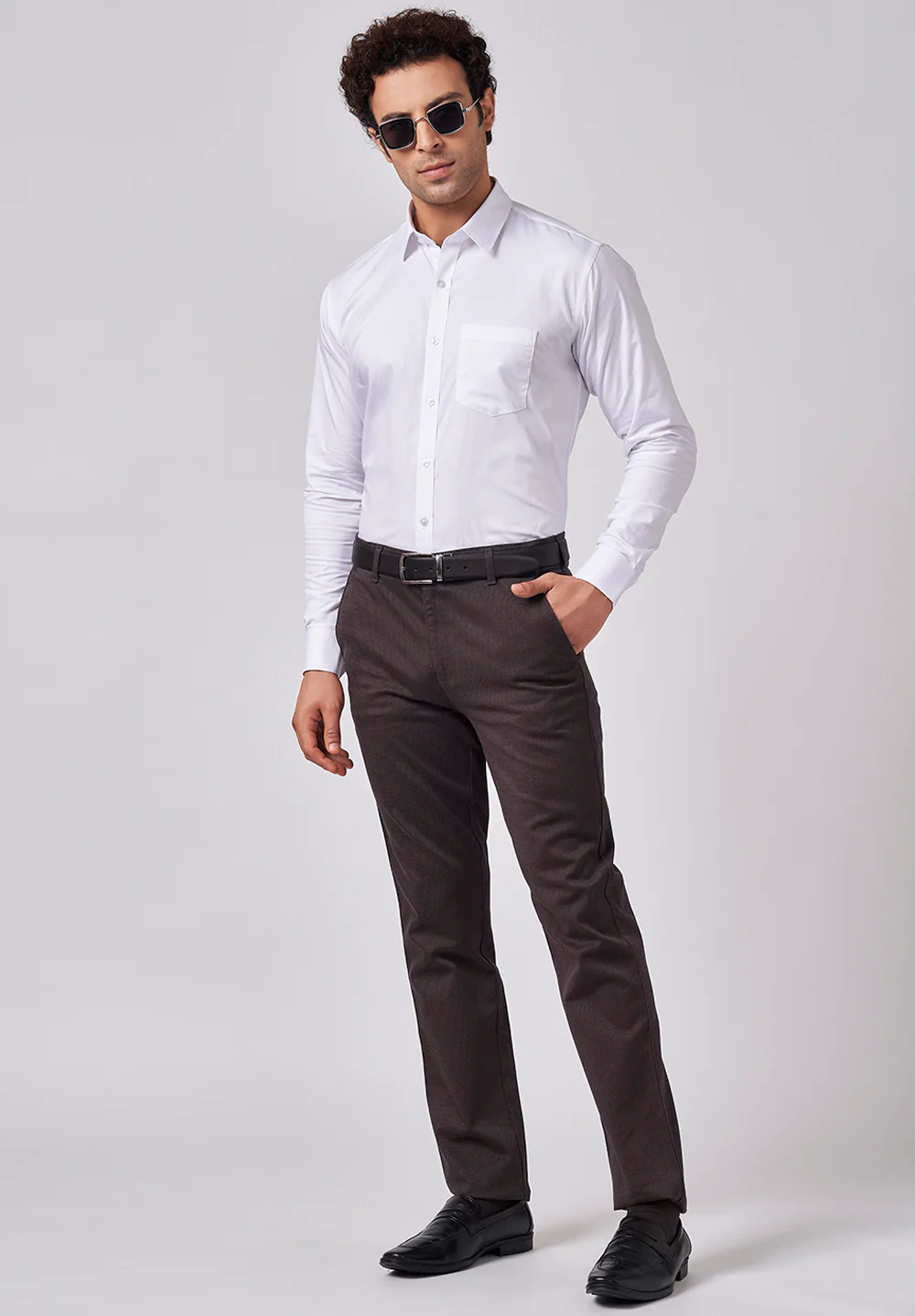 Men White Slim Fit Formal Shirt - Image 5