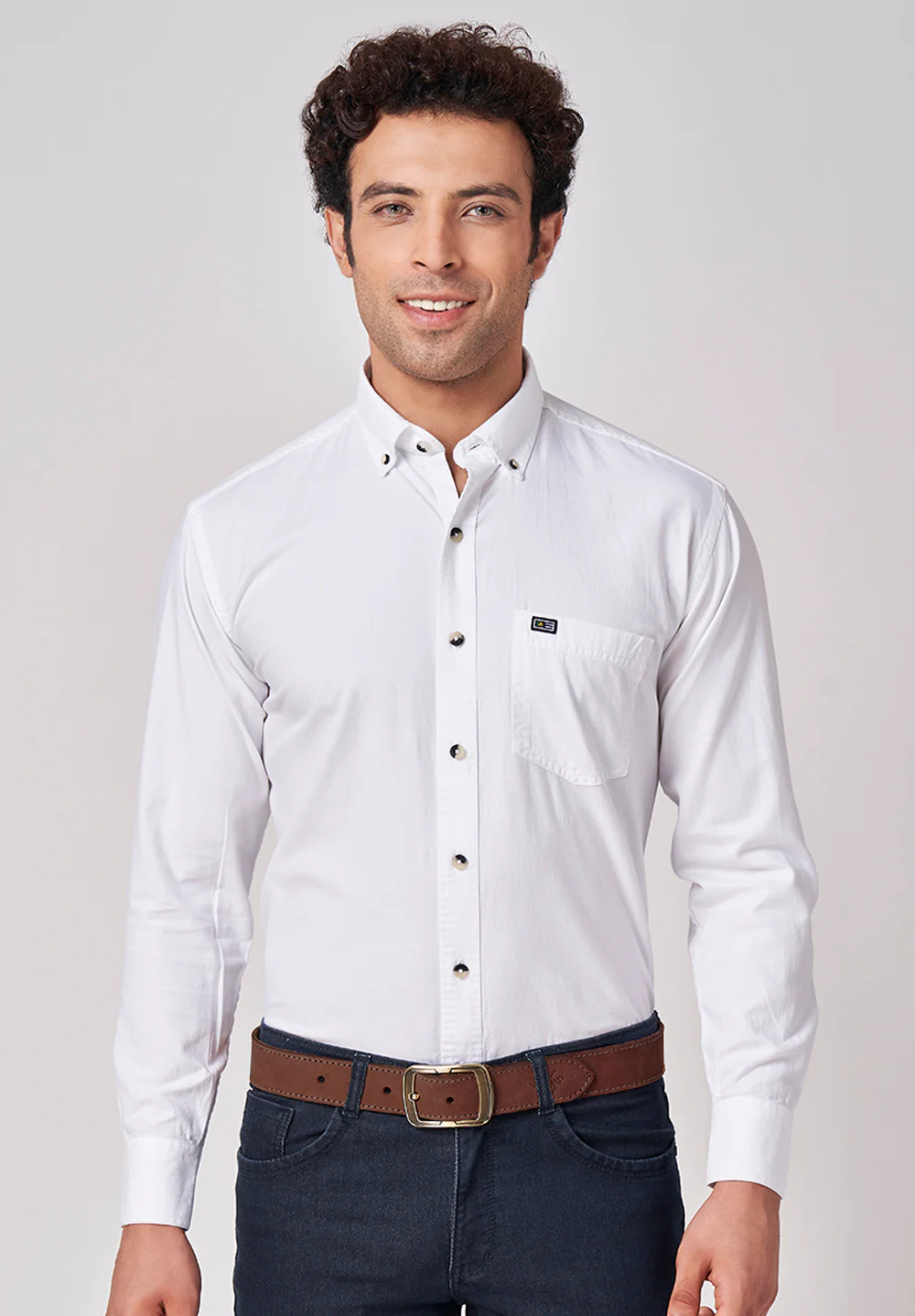 Men White Smart Fit Formal Shirt - Image 3
