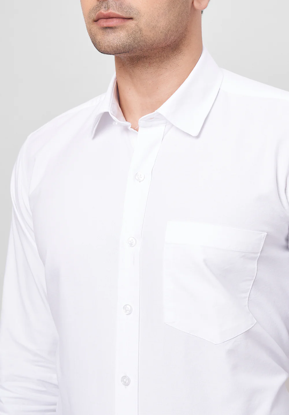 Men White Slim Fit Formal Shirt - Image 3