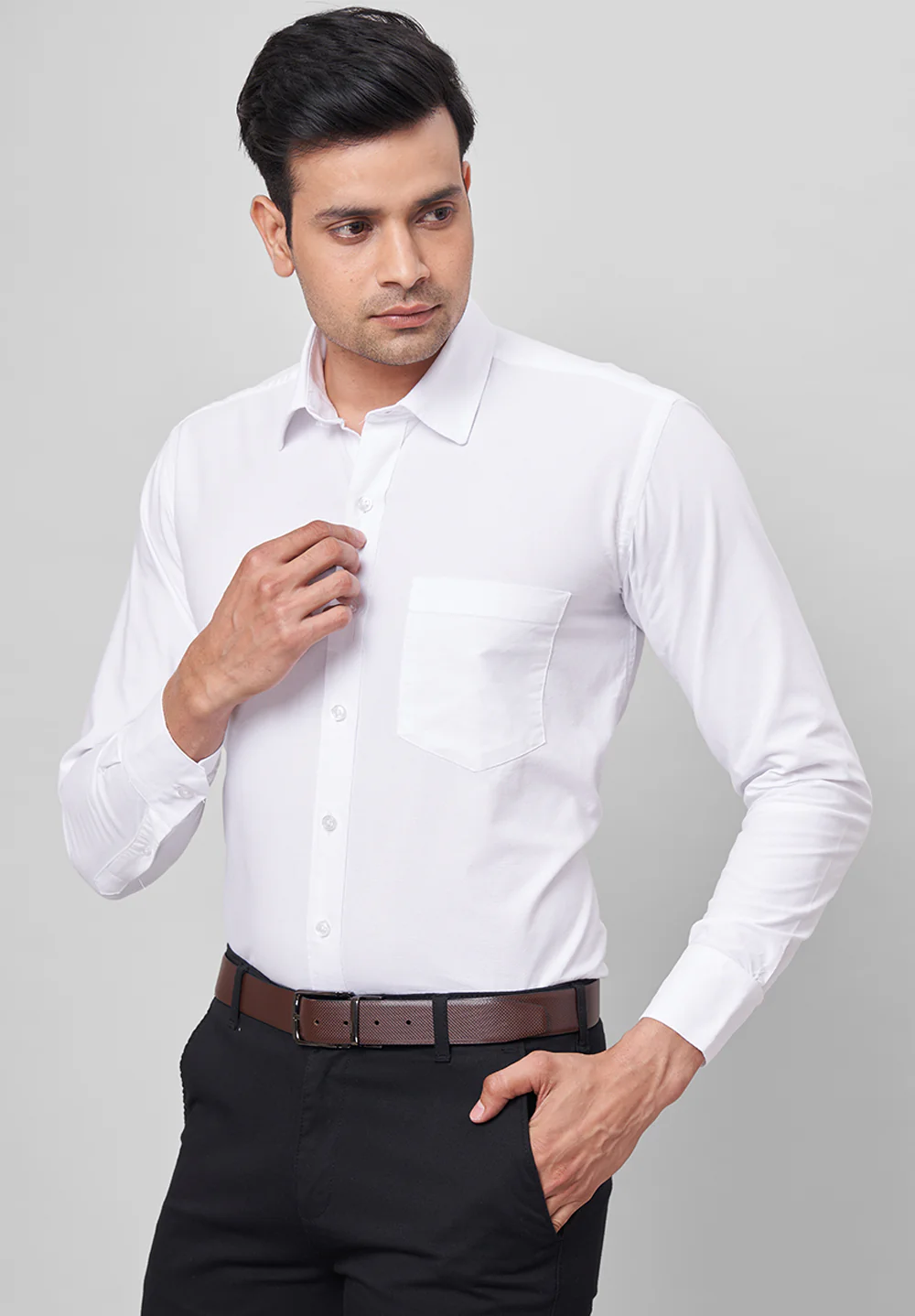Men White Slim Fit Formal Shirt - Image 5