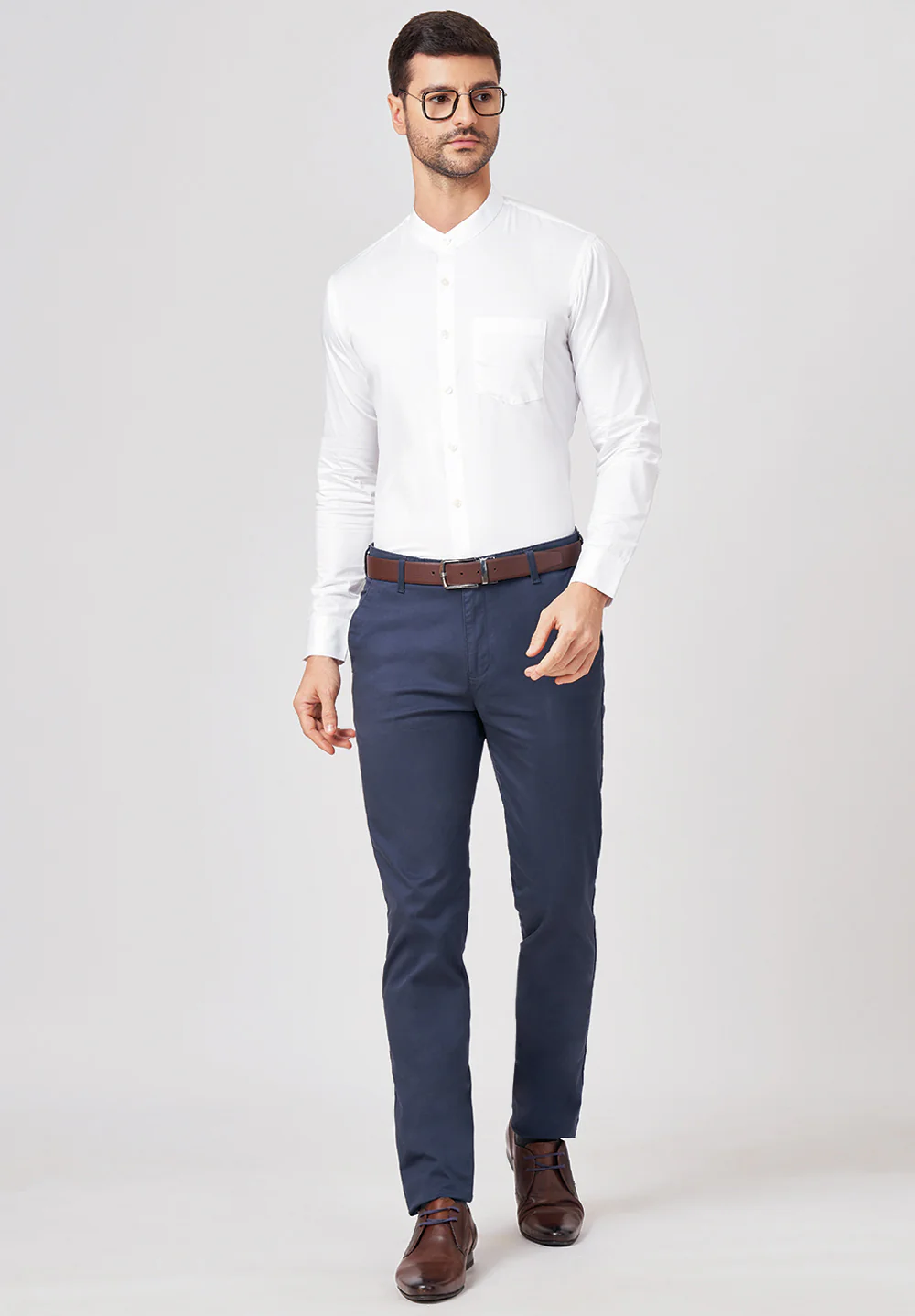 Men White Slim Fit Formal Shirt - Image 5