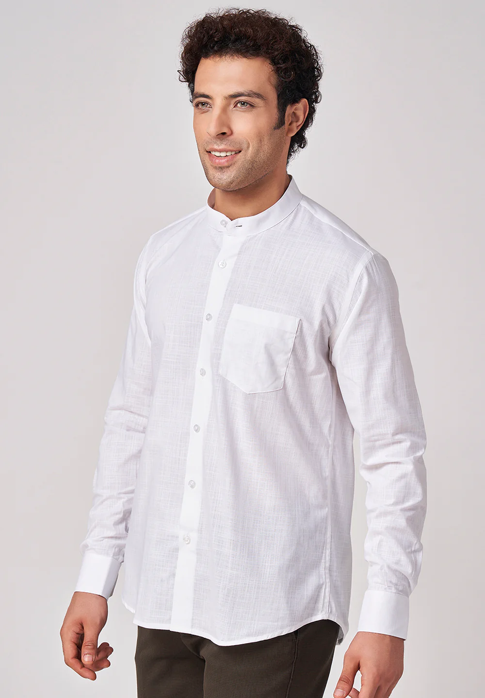Men White Slim Fit Formal Shirt - Image 2