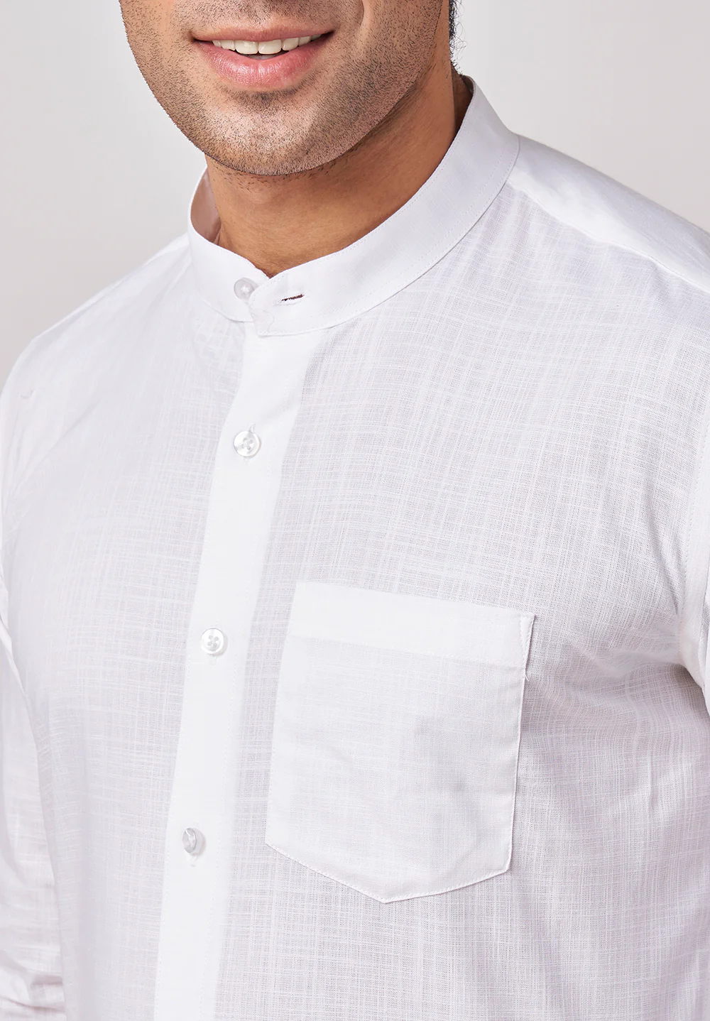 Men White Slim Fit Formal Shirt - Image 4