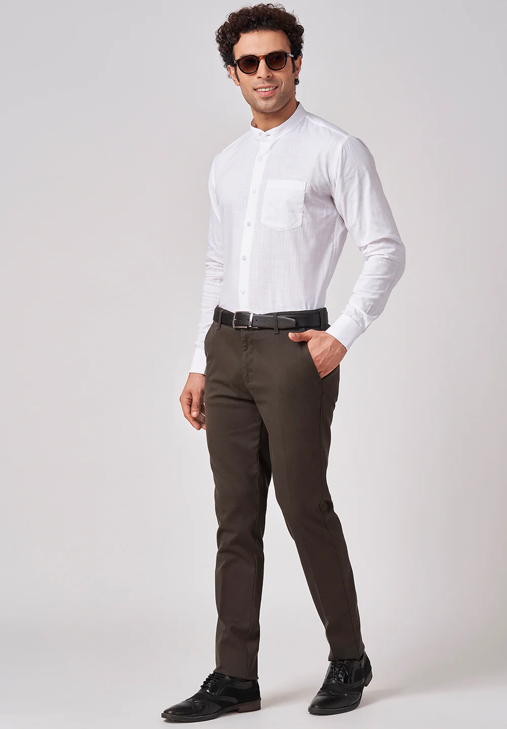 Men White Slim Fit Formal Shirt - Image 5