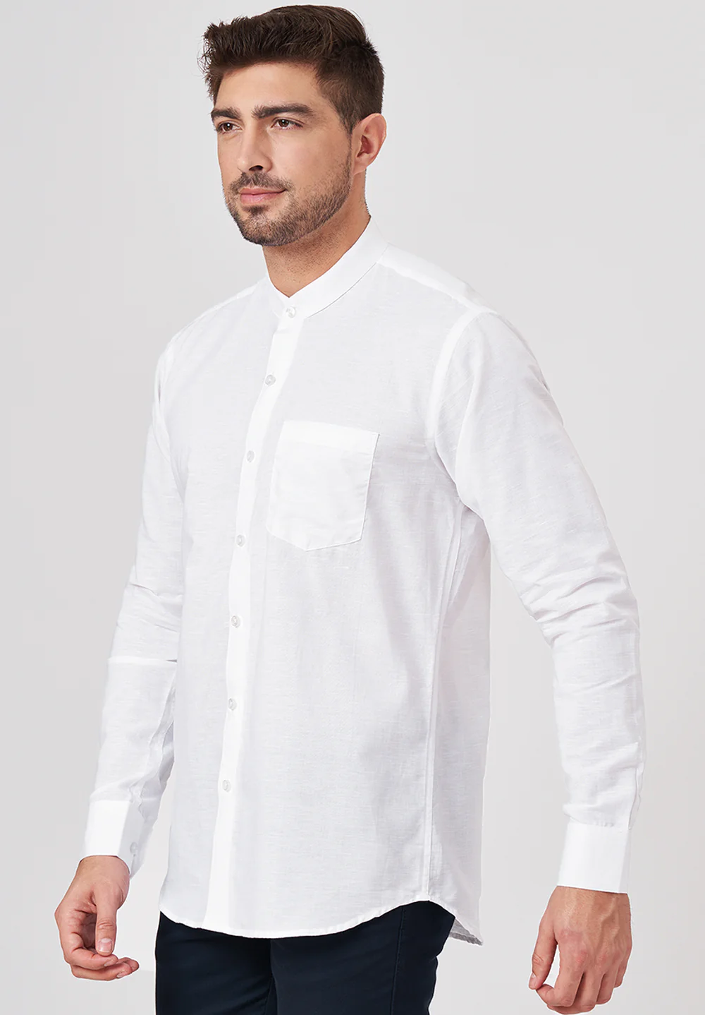 Men White Slim Fit Formal Shirt - Image 2