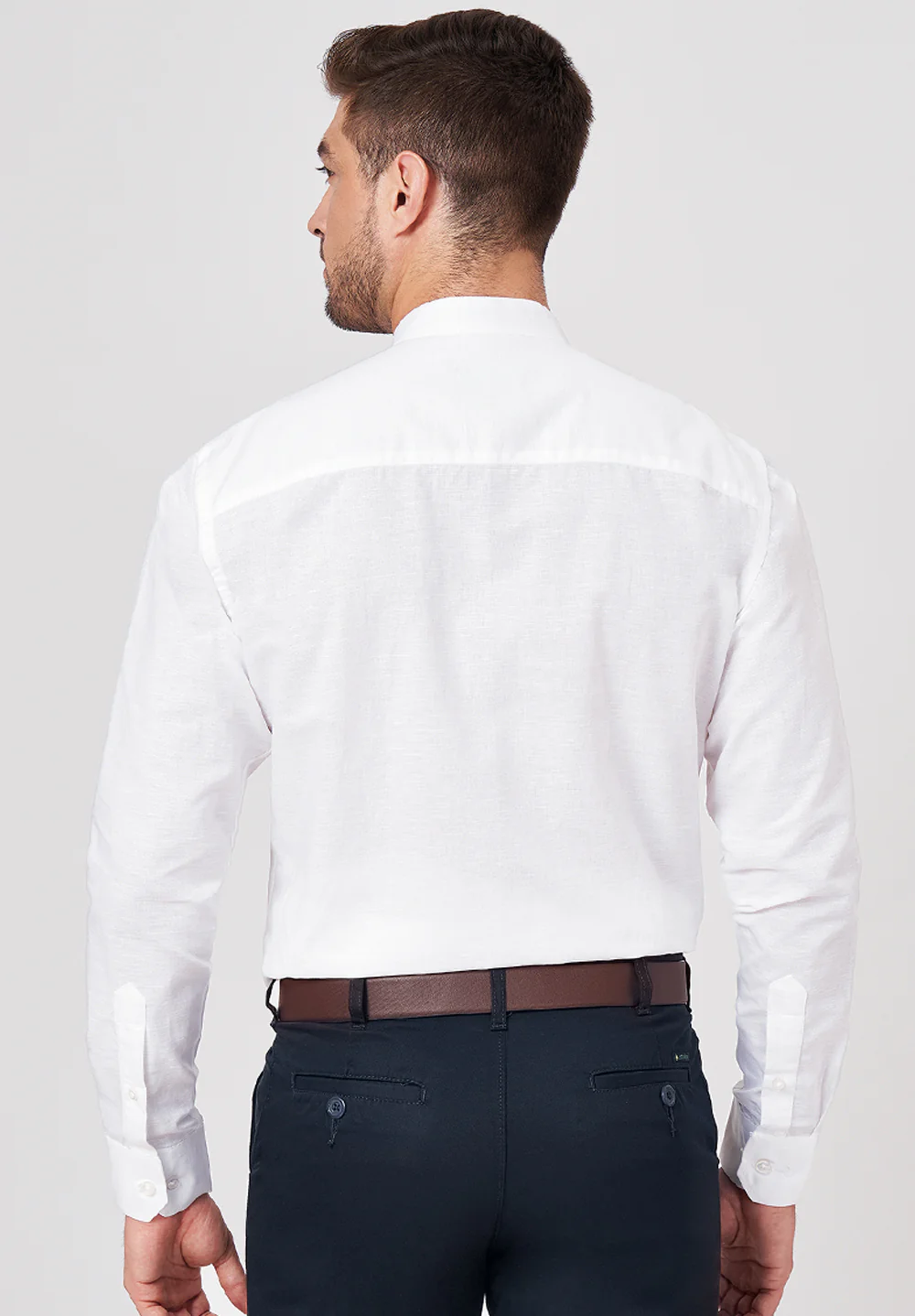 Men White Slim Fit Formal Shirt - Image 3