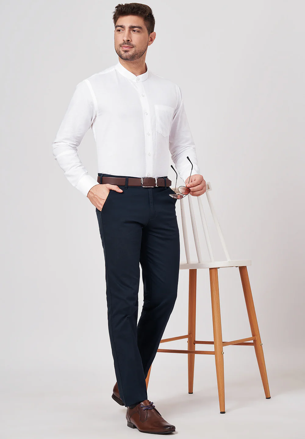 Men White Slim Fit Formal Shirt - Image 5