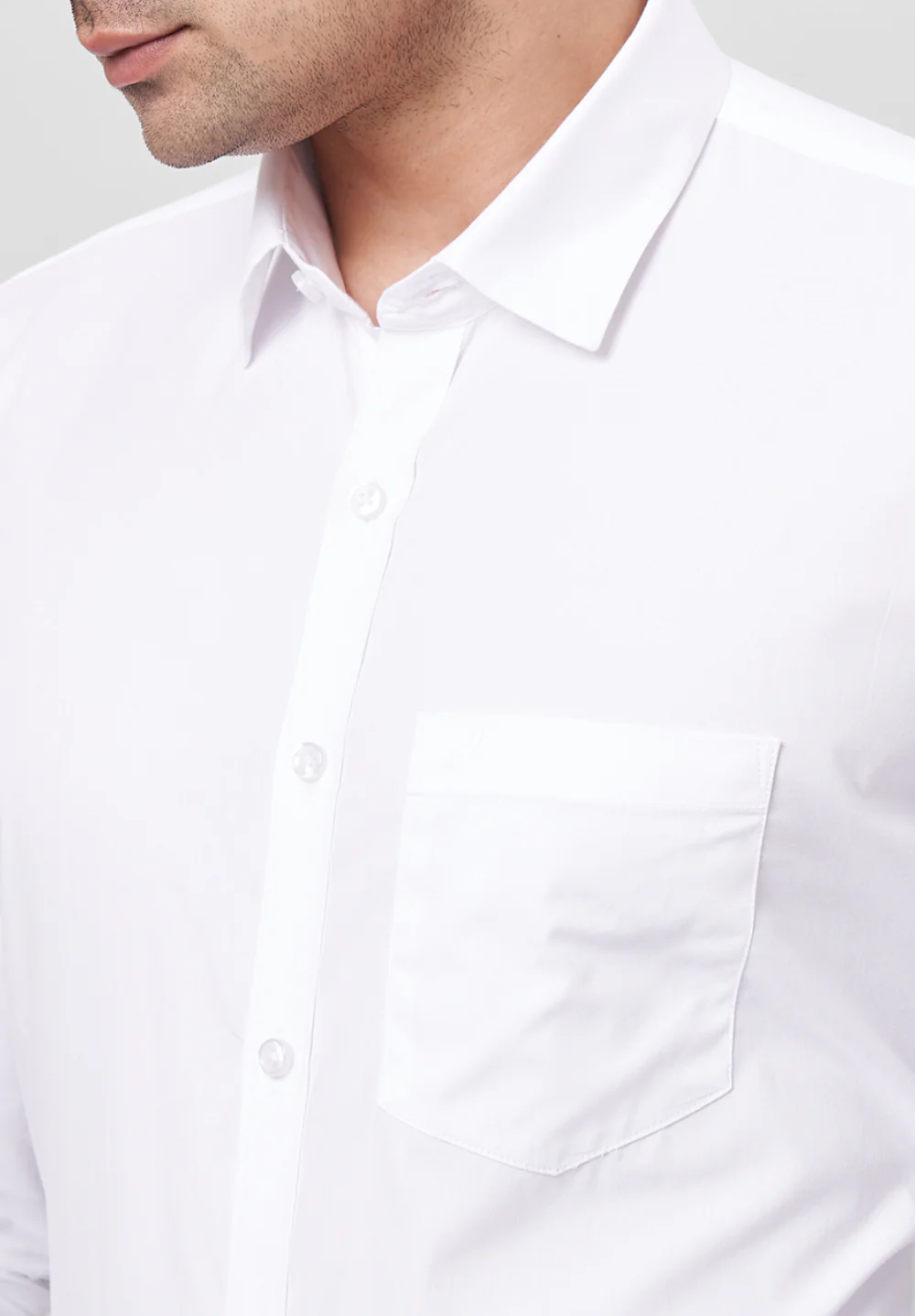 Men White Slim Fit Formal Shirt - Image 3